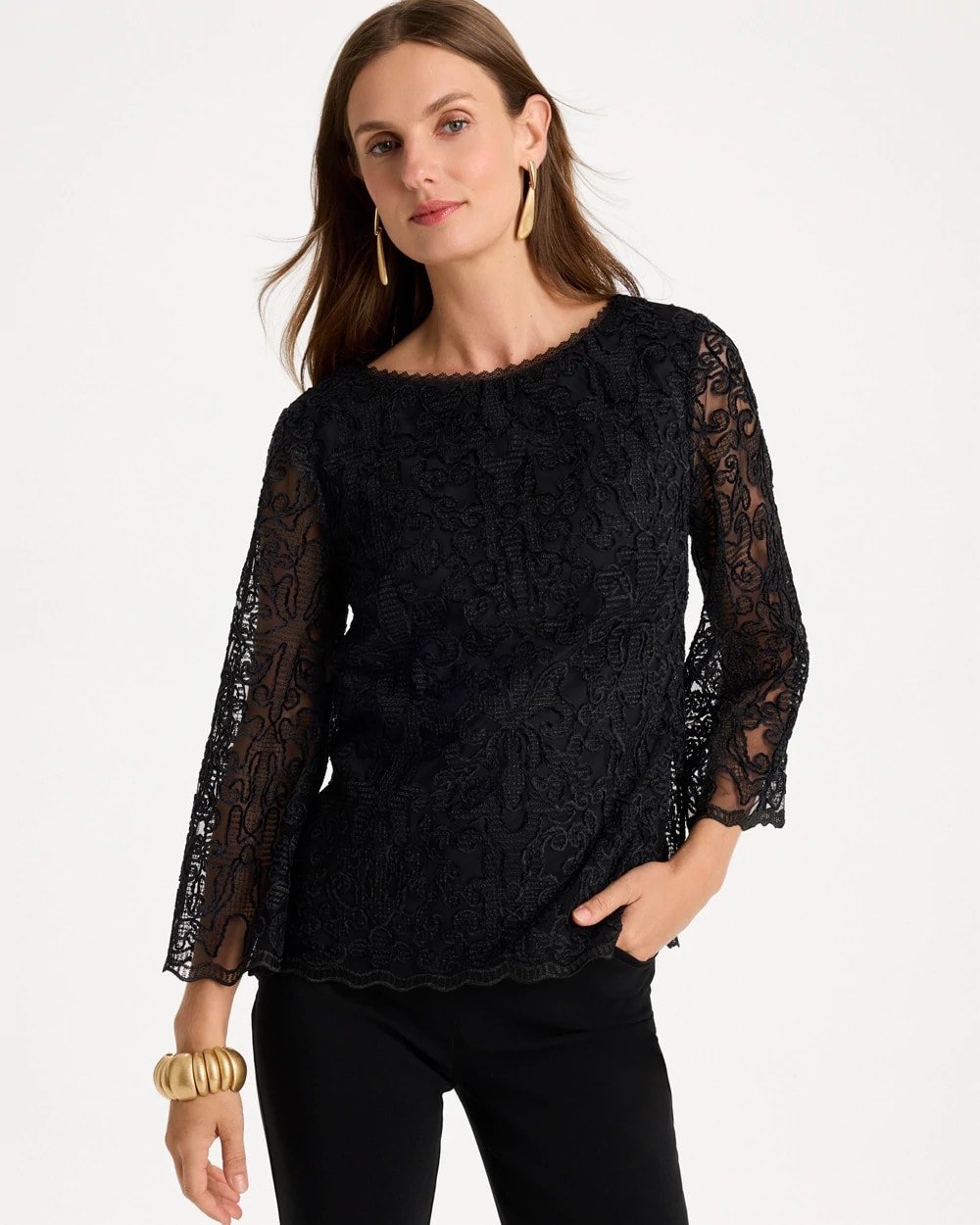 Lace Applique Popover Top | Chico's